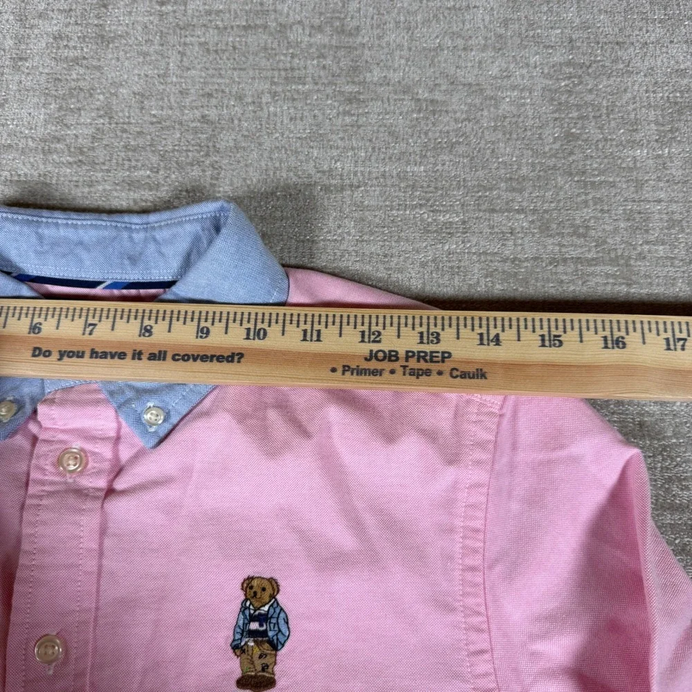 Ralph Lauren Oxford Shirt Boys L Pink Polo Bear L/S Button Down